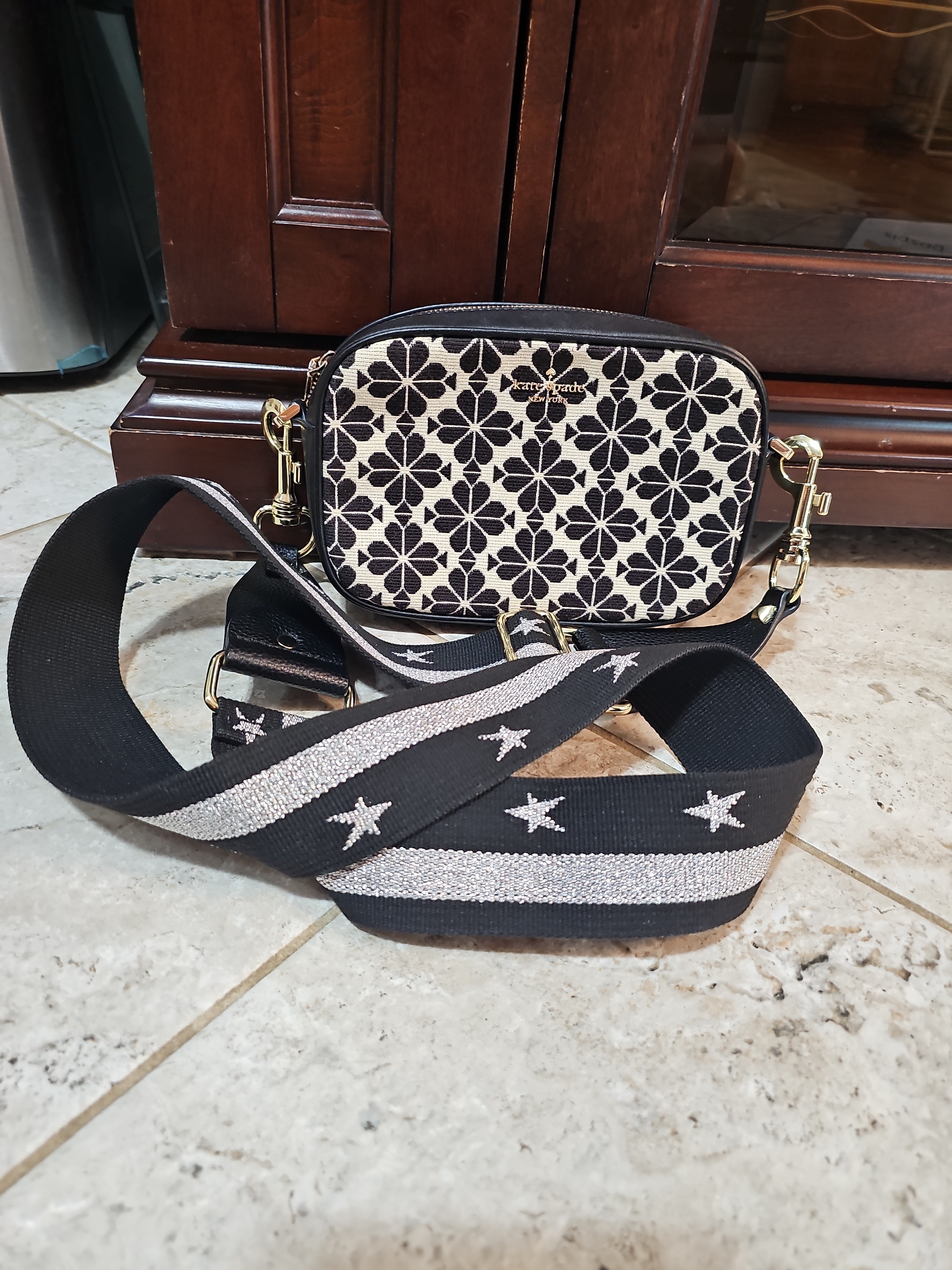 Kate Spade Floral Canvas/Leather Camera Crossbody Bag